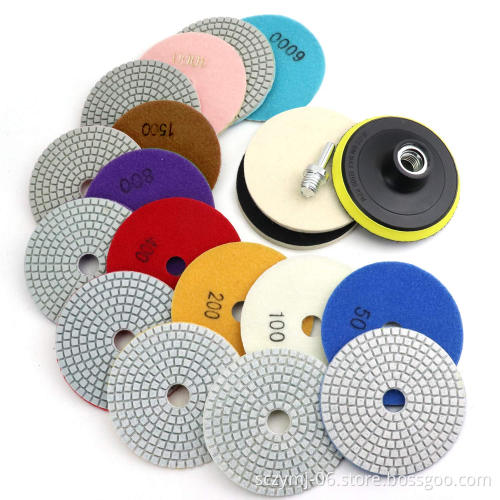 8-Piece Diamond Polishing Pad Set for Wet/Dry Use: Ideal for Granite, Stone, and Concrete Surface Finishing